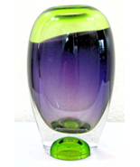 Signed Göran Wärff Vision Vase Purple/Green, 9.25&quot; by Kosta Boda - $464.31