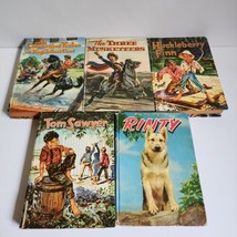 Vintage Whitman Childrens Books Lot Of 5 Hardcover Rinty Tom Sawyer Huck Finn - £14.70 GBP