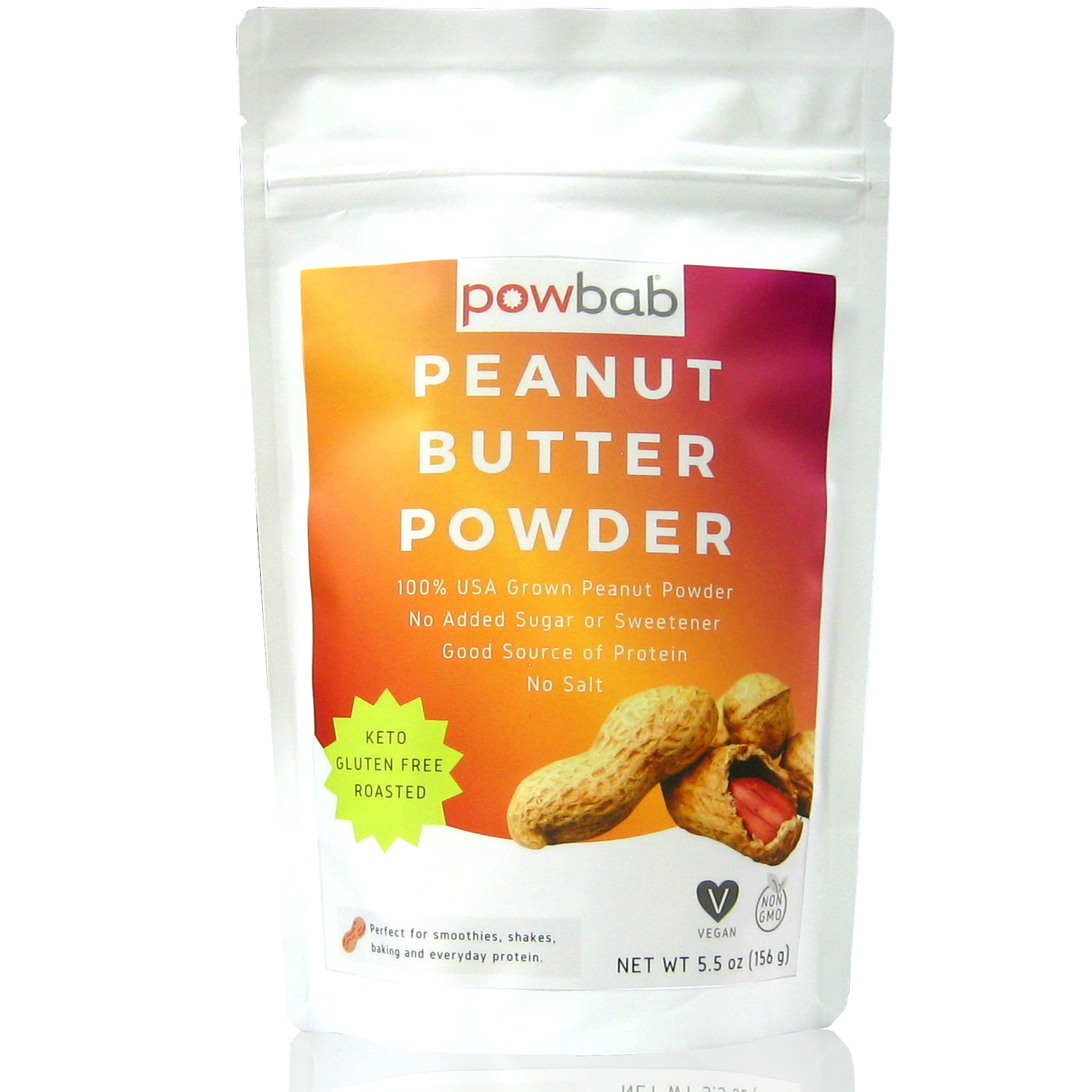 Primary image for powbab Peanut Butter Powder Unsweetened, No Sugar-100% USA Organic Peanuts 5.5oz