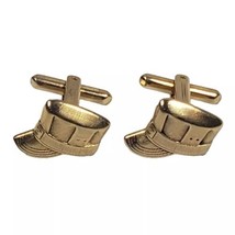 Hickok Train Conductor Hat Cufflinks Gold tone Cap Rare Unique USA Vintage - $22.68