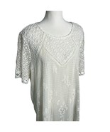 Lace Dress Crochet Overlay Short Sleeve Casual Party White Dress 1XL - $23.99