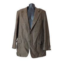 Banana Republic Sport Coat Men&#39;s 42R Brown Wool Glen Plaid Leather Butto... - £40.69 GBP