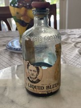 Vintage Mrs. Stewarts Liquid Bluing Bottle By Luther Ford And Co. Contai... - $5.89