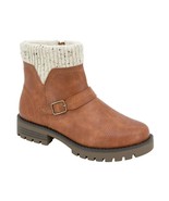 JSport Womens Boots Brown Combat Ankle Cushioned Memory Foam Traction Zi... - $82.78 CAD