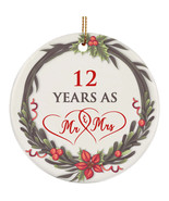 12 Years As Mr And Mrs 2025 Ornament 12th Anniversary Wreath Christmas G... - $15.79