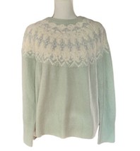 Ann Taylor Fair Isle Sweater Mint Green White Cozy Soft Size XL Wool Ble... - £31.64 GBP