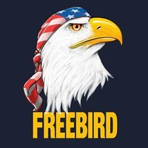 Freebird T-shirt Eagle Flag Unisex S M L XL Navy Blue Cotton - £16.15 GBP