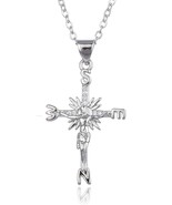 Compass Necklace for Women Sterling Silver Cross Pendat Necklace Jewelry... - £15.21 GBP