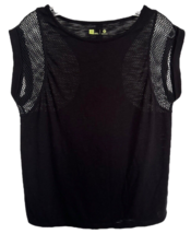 Xersion Women’s Active Top w/ Mesh Shoulder Detail Rayon Blend Size S Black - £7.77 GBP