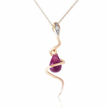2.28 Carat 14K Yellow Gold Snake Necklace with Amethyst &amp; Diamond 14&quot; - 24&quot;  - £400.52 GBP