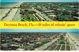 Florida Postcard Daytona Beach Duo View Town &amp; Beach - £1.67 GBP