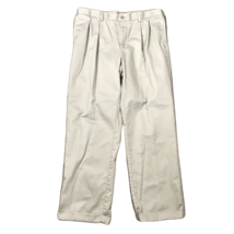 IZOD Men&#39;s Khakis Pleated Pants ~ Sz 36W 34L ~ Straight Leg Cuff ~ Light... - $22.49