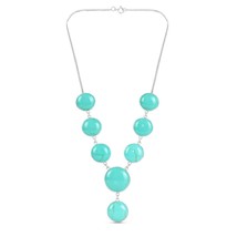Boho Elegance Satellite Round Blue Turquoise Sterling Silver Statement Necklace - £50.84 GBP