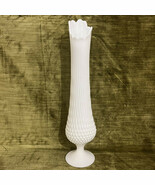 Vintage MCM Fenton Hobnail Milk Glass Swung Footed Vase 19&quot; Tall Stretch... - $102.13 CAD