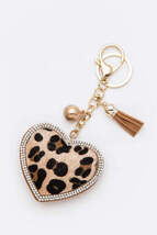 Leopard Printed Heart Shape Keychain - $7.99