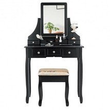5 Drawers Removable Box Makeup Dressing Vanity Set-Black - Color: Black - $213.49