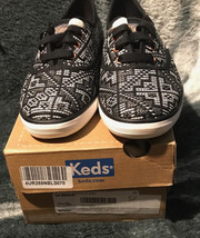 NWB Women’s Keds Champion Needlepoint Sneakers Black And White Pattern S... - $27.99