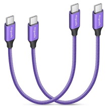 Purple Short Usb C To Usb C Cable [1Ft, 2-Pack], 60W/3A Fast Charging Type C To  - £10.21 GBP
