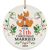 Our 21th Years Christmas Married Ornament Gift 21 Anniversary &amp; Funny Fox Couple - £11.06 GBP