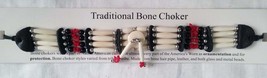 Hand Crafted Red Stone Four Row Buffalo Bone Choker #544 Native Style Jewelry - £9.71 GBP
