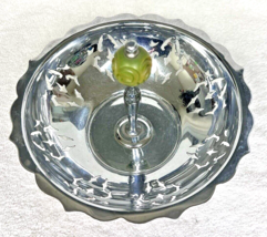 Farber &amp; Shelvin Deco Chrome &amp; Carved Bakelite Candy Nut Bowl Open Pierced - $28.22