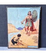 Vintage 1950 Bible Picture Puzzle David &amp; Goliath Frame Tray Puzzle - Wh... - $16.81 CAD