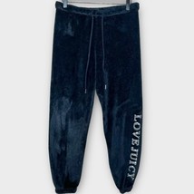 JUICY COUTURE black fleece velour pants sequins “love juicy” size medium... - $49.00