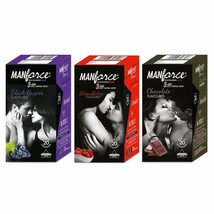 Manforce 3in1 Condom (Black Grapes, Strawberry, Chocolate), 20 Count (Pack of 3) - £15.63 GBP