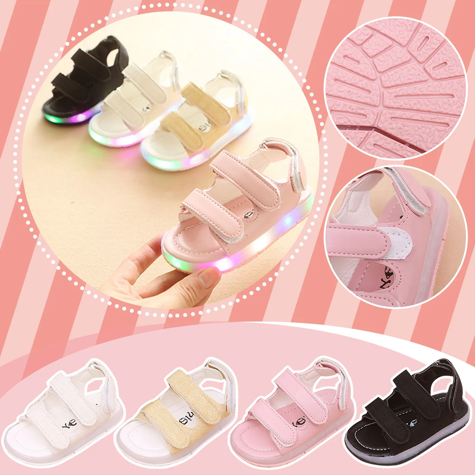  Kids Boys Baby Girls LED Sandals Shoes    Girls Sandals Girls Navy Sandals Girl - £114.76 GBP
