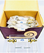 Vintage Porcelain Brass/White/Floral Drawer &amp; Door Pulls Set 20 NIB JAPA... - $64.35