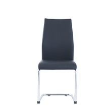 Set Of 4 Modern Black Dining Chairs With Chrome Metal Base - £397.93 GBP