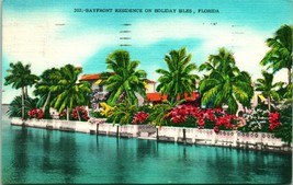 Vtg Postcard 1959 Linen - Bayfront Residence on Holiday Isles Florida FL - £3.12 GBP