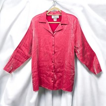 Options by Delta Burke Blouse Woman Extra Large Pink Button Up Shiny Party Top - $18.69