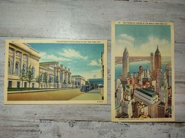 2 Vintage 1937 New York City Manson Curt Teich Postcards Museum Downtown... - $7.11