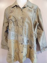 Chico&#39;s Women&#39;s Silk Jacket Embroidered, Beaded, Button Front - £15.25 GBP