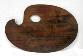 Vintage Oval Dark Wood Artist Oil Painting Pallet Some Old Paint 9" by 13" - $29.21