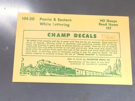Vintage Champ Decals No. HN-20 Peoria & Eastern White Lettering HO Road Name Set - $14.95