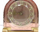 Smith Art Deco 1930&#39;s Pink Mirror Glass and Brass Clock - £55.52 GBP