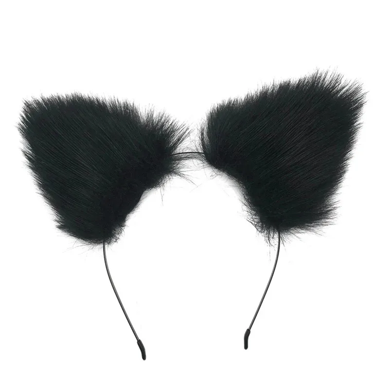 House Home Cute Mesh Lace Dot Cat Ear Hairbands Simple Solid Ribbon Bow Fox Ears - £19.77 GBP