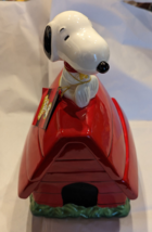 Vintage Peanuts Snoopy Woodstock Westland Giftware Doghouse Cookie Jar 2... - $95.79