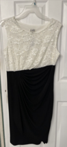 Enfocus Cocktail Dress Black &amp; White with Gold Sparkle Women&#39;s Size 14W NWT - £21.05 GBP