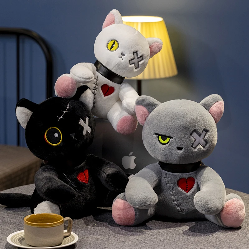 Reborn Cat Plush Toys Stuffed Dark Series Gothic Lolita Animals Doll Halloween - £14.90 GBP+