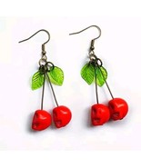 Red Skull Earrings Rockabilly Earrings Jewelry Earrings - £8.01 GBP