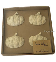 Nicole Miller Napkin Rings White Pumpkins Set Of 4 Thanksgiving Fall Autumn - £28.52 GBP