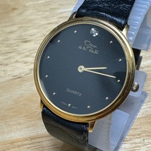 Vintage Oscar De La Renta Quartz Watch Unisex Gold Tone Thin Leather New Battery - £28.37 GBP