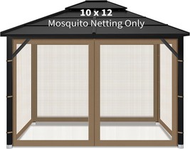 Gazebo Replacement Mosquito Netting Outdoor Universal Gazebo, 10X12, Brown - £67.26 GBP