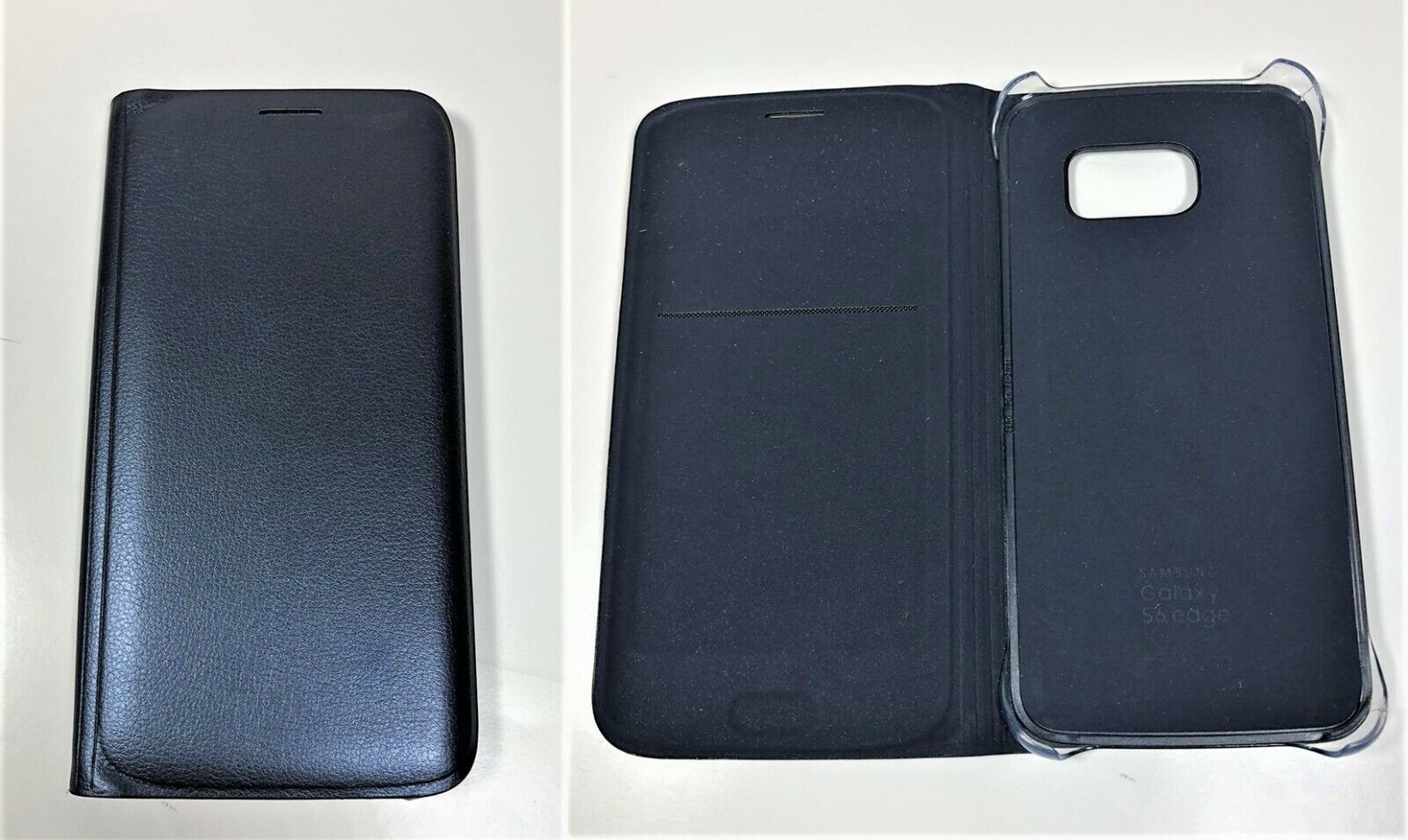 Para Samsung Galaxy S6 Edge Cuero Funda Tipo Cartera Libro Cubierta - Negro - $7.81