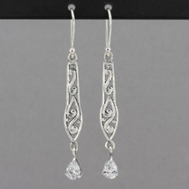 Vintage Silpada Sterling Silver Filigree Scroll CZ Drop Dangle Earrings ... - £29.86 GBP