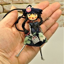 Fashion Doll Pendant With Black Cord Birthday Gift Idea For Girls Small Gift Box - £16.88 GBP