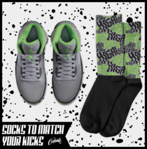 HIGH Socks for J1 5 Green Bean Silver Flint Grey Chlorophyll 3 Neon 4 Shirt - £16.29 GBP